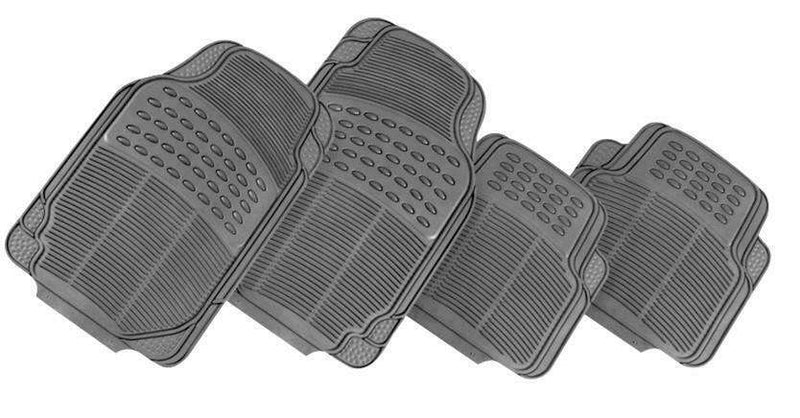 Thunder 4-Piece Car Mat Set Grey Rubber Floor Mats