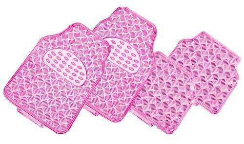 Venom 4-Piece Car Mat Pink Rubber Aluminium Look
