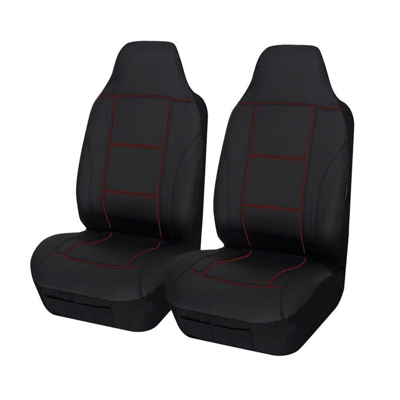 Universal Seat Covers 60/25 Black/Red Stitching Front