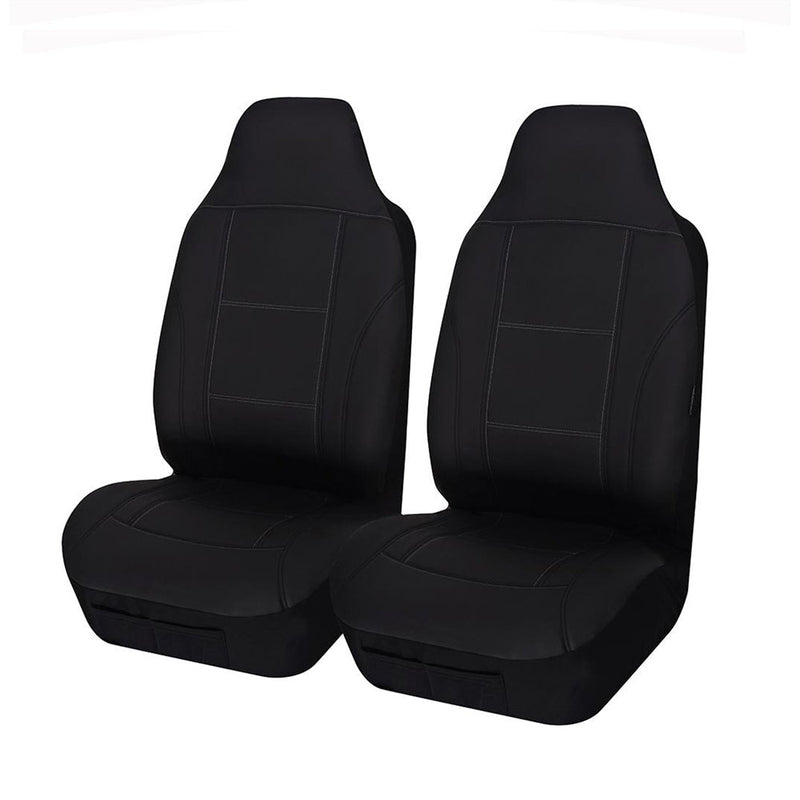 Universal Lavish Front Seat Covers 60/25 Black White Stitching