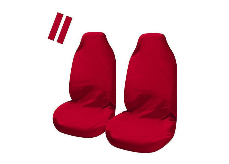 Universal Pulse Front Seat Covers Red with Seat Belt Buddies