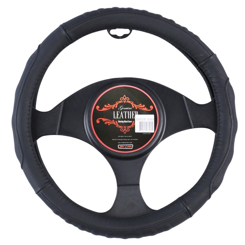 Kentucky Leather Steering Wheel Cover Black