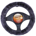 Sheepskin Steering Wheel Cover Charcoal Grey Car Auto