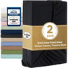 2000TC Hotel Quality Fitted Sheets - 2 Piece Fitted Sheets  -Breathable Bedding - Wrinkle, Fade, Stain Resistant- 16inch/40cm Deep Pocket Fitted Bed Sheets-Wrinkle and Fade Resistant,(Black,Double)