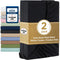 2000TC Hotel Quality Fitted Sheets - 2 Piece Fitted Sheets  -Breathable Bedding - Wrinkle, Fade, Stain Resistant- 16inch/40cm Deep Pocket Fitted Bed Sheets-Wrinkle and Fade Resistant,(Black,Queen)