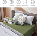 2000TC Hotel Quality Fitted Sheets - 2 Piece Fitted Sheets  -Breathable Bedding - Wrinkle, Fade, Stain Resistant- 16inch/40cm Deep Pocket Fitted Bed Sheets-Wrinkle and Fade Resistant,(Olive green,Queen)