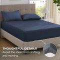 2000TC Hotel Quality Fitted Sheets - 2 Piece Fitted Sheets  -Breathable Bedding - Wrinkle, Fade, Stain Resistant- 16inch/40cm Deep Pocket Fitted Bed Sheets-Wrinkle and Fade Resistant,(Navy,Queen)