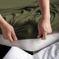 Hotel Quality Fitted sheets - 2 Piece Fitted sheets  -Breathable Bedding - Wrinkle, Fade, Stain Resistant- 26inch/40cm Deep Pocket Fitted Bed Sheet-Wrinkle and Fade Resistant,(Olive green,Queen)