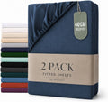 Hotel Quality Fitted sheets - 2 Piece Fitted sheets  -Breathable Bedding - Wrinkle, Fade, Stain Resistant- 26inch/40cm Deep Pocket Fitted Bed Sheet-Wrinkle and Fade Resistant,(Navy,Queen)
