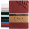 Hotel Quality Fitted sheets - 2 Piece Fitted sheets  -Breathable Bedding - Wrinkle, Fade, Stain Resistant- 26inch/40cm Deep Pocket Fitted Bed Sheet-Wrinkle and Fade Resistant,(Red,Single)
