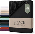 Hotel Quality Fitted sheets - 2 Piece Fitted sheets  -Breathable Bedding - Wrinkle, Fade, Stain Resistant- 26inch/40cm Deep Pocket Fitted Bed Sheet-Wrinkle and Fade Resistant,(Black,Super King)