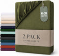 Hotel Quality Fitted sheets - 2 Piece Fitted sheets  -Breathable Bedding - Wrinkle, Fade, Stain Resistant- 26inch/40cm Deep Pocket Fitted Bed Sheet-Wrinkle and Fade Resistant,(Olive green,Super King)