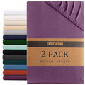 Hotel Quality Fitted sheets - 2 Piece Fitted sheets  -Breathable Bedding - Wrinkle, Fade, Stain Resistant- 26inch/40cm Deep Pocket Fitted Bed Sheet-Wrinkle and Fade Resistant,(Purple,Super King)