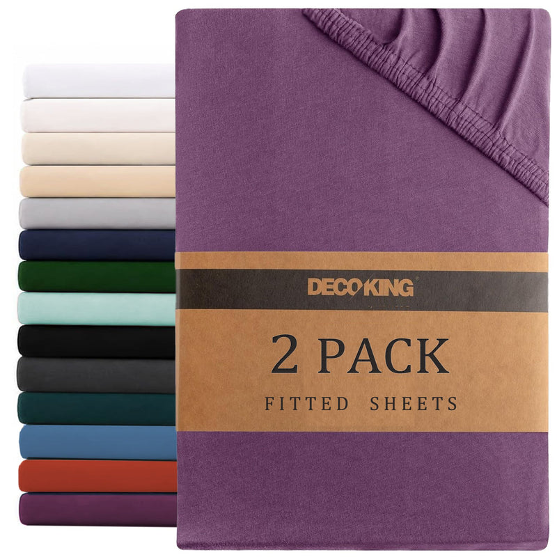 Hotel Quality Fitted sheets - 2 Piece Fitted sheets  -Breathable Bedding - Wrinkle, Fade, Stain Resistant- 26inch/40cm Deep Pocket Fitted Bed Sheet-Wrinkle and Fade Resistant,(Purple,Super King)