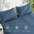 Hotel Breathable Bamboo Fitted Sheet & Pillowcase-3 Piece-Ultra Soft 2000TC Breathable Fitted Bed Sheets Set with 37 Centimetre Deep Pocket-Cooling Sheets for Hot Sleepers(Navy,Double)