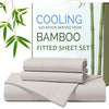 Hotel Breathable Bamboo Fitted Sheet & Pillowcase-3 Piece-Ultra Soft 2000TC Breathable Fitted Bed Sheets Set with 37 Centimetre Deep Pocket-Cooling Sheets for Hot Sleepers(Silver-gray,Double)