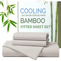Hotel Breathable Bamboo Fitted Sheet & Pillowcase-3 Piece-Ultra Soft 2000TC Breathable Fitted Bed Sheets Set with 37 Centimetre Deep Pocket-Cooling Sheets for Hot Sleepers(Silver-gray,Double)
