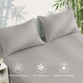 Hotel Breathable Bamboo Fitted Sheet & Pillowcase-3 Piece-Ultra Soft 2000TC Breathable Fitted Bed Sheets Set with 37 Centimetre Deep Pocket-Cooling Sheets for Hot Sleepers(Silver-gray,Double)