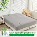 Hotel Breathable Bamboo Fitted Sheet & Pillowcase-3 Piece-Ultra Soft 2000TC Breathable Fitted Bed Sheets Set with 37 Centimetre Deep Pocket-Cooling Sheets for Hot Sleepers(Silver-gray,Double)