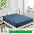 4 Piece Ultra Soft Bamboo Breathable Sheet Set -Hotel 2000TC Breathable Bed Sheets Set with 37 Centimetre Deep Pocket-Breathable Sheets for Hot Sleepers(Navy,Double)