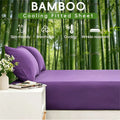 Hotel Breathable Bamboo Fitted Sheet & Pillowcase-3 Piece-Ultra Soft 2000TC Breathable Fitted Bed Sheets Set with 37 Centimetre Deep Pocket-Cooling Sheets for Hot Sleepers(Purple,King)