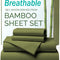 4 Piece Ultra Soft Bamboo Breathable Sheet Set -Hotel 2000TC Breathable Bed Sheets Set with 37 Centimetre Deep Pocket-Breathable Sheets for Hot Sleepers(Olive green,King)