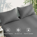 Hotel Breathable Bamboo Fitted Sheet & Pillowcase-2 Piece-Ultra Soft 2000TC Breathable Fitted Bed Sheets Set with 37 Centimetre Deep Pocket-Cooling Sheets for Hot Sleepers(Grey,King Single)