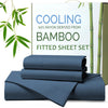 Hotel Breathable Bamboo Fitted Sheet & Pillowcase-2 Piece-Ultra Soft 2000TC Breathable Fitted Bed Sheets Set with 37 Centimetre Deep Pocket-Cooling Sheets for Hot Sleepers(Navy,King Single)