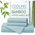 Hotel Breathable Bamboo Fitted Sheet & Pillowcase-2 Piece-Ultra Soft 2000TC Breathable Fitted Bed Sheets Set with 37 Centimetre Deep Pocket-Cooling Sheets for Hot Sleepers(Sky Blue,King Single)
