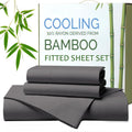 Hotel Breathable Bamboo Fitted Sheet & Pillowcase-3 Piece-Ultra Soft 2000TC Breathable Fitted Bed Sheets Set with 37 Centimetre Deep Pocket-Cooling Sheets for Hot Sleepers(Grey,Queen)