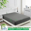 Hotel Breathable Bamboo Fitted Sheet & Pillowcase-3 Piece-Ultra Soft 2000TC Breathable Fitted Bed Sheets Set with 37 Centimetre Deep Pocket-Cooling Sheets for Hot Sleepers(Grey,Queen)