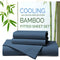Hotel Breathable Bamboo Fitted Sheet & Pillowcase-3 Piece-Ultra Soft 2000TC Breathable Fitted Bed Sheets Set with 37 Centimetre Deep Pocket-Cooling Sheets for Hot Sleepers(Navy,Queen)