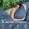 Hotel Breathable Bamboo Fitted Sheet & Pillowcase-3 Piece-Ultra Soft 2000TC Breathable Fitted Bed Sheets Set with 37 Centimetre Deep Pocket-Cooling Sheets for Hot Sleepers(Navy,Queen)