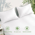 Hotel Breathable Bamboo Fitted Sheet & Pillowcase-3 Piece-Ultra Soft 2000TC Breathable Fitted Bed Sheets Set with 37 Centimetre Deep Pocket-Cooling Sheets for Hot Sleepers(White,Queen)