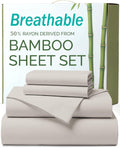 4 Piece Ultra Soft Bamboo Breathable Sheet Set -Hotel 2000TC Breathable Bed Sheets Set with 37 Centimetre Deep Pocket-Breathable Sheets for Hot Sleepers(Silver-gray,Queen)