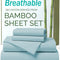 4 Piece Ultra Soft Bamboo Breathable Sheet Set -Hotel 2000TC Breathable Bed Sheets Set with 37 Centimetre Deep Pocket-Breathable Sheets for Hot Sleepers(Sky Blue,Queen)