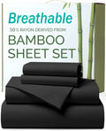 3 Piece Ultra Soft Bamboo Breathable Sheet Set -Hotel 2000TC Breathable Bed Sheets Set with 37 Centimetre Deep Pocket-Breathable Sheets for Hot Sleepers(Black,Single)