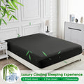 3 Piece Ultra Soft Bamboo Breathable Sheet Set -Hotel 2000TC Breathable Bed Sheets Set with 37 Centimetre Deep Pocket-Breathable Sheets for Hot Sleepers(Black,Single)