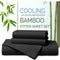 Hotel Breathable Bamboo Fitted Sheet & Pillowcase-3 Piece-Ultra Soft 2000TC Breathable Fitted Bed Sheets Set with 40 Centimetre Deep Pocket-Cooling Sheets for Hot Sleepers(Black,Super King)
