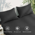 Hotel Breathable Bamboo Fitted Sheet & Pillowcase-3 Piece-Ultra Soft 2000TC Breathable Fitted Bed Sheets Set with 40 Centimetre Deep Pocket-Cooling Sheets for Hot Sleepers(Black,Super King)