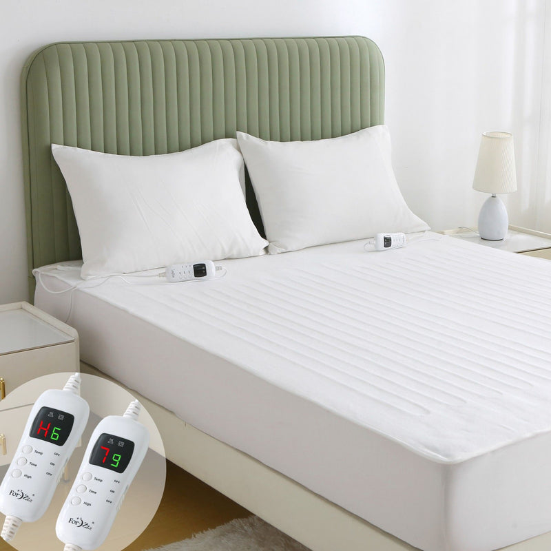 Electric Heated Mattress Pad Blanket with Dual Control & 9-Hour Auto Off & 9 Heat Settings, Preheat Functions, Overheat Protection, Machine Washable Fully Fitted Electric Sheet(King Single)