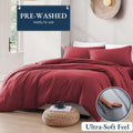 Hotel Soft Microfiber Duvet Cover Set-2000TC Quilt Cover Set & Pillowcases -1 Donna Cover Zipper Closure & 1 x Pillowcases-Breathable Bedding - Wrinkle, Fade, Stain Resistant(Red,Double)