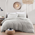 Hotel Soft Microfiber Duvet Cover Set-2000TC Quilt Cover Set & Pillowcases -1 Donna Cover Zipper Closure & 1 x Pillowcases-Breathable Bedding - Wrinkle, Fade, Stain Resistant(Silver-gray,Double)