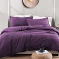 Hotel Soft Microfiber Duvet Cover Set-2000TC Quilt Cover Set & Pillowcases -1 Donna Cover Zipper Closure & 1 x Pillowcases-Breathable Bedding - Wrinkle, Fade, Stain Resistant(Purple,Double)