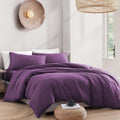 Hotel Soft Microfiber Duvet Cover Set-2000TC Quilt Cover Set & Pillowcases -1 Donna Cover Zipper Closure & 1 x Pillowcases-Breathable Bedding - Wrinkle, Fade, Stain Resistant(Purple,Double)