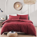 Hotel Soft Microfiber Duvet Cover Set-2000TC Quilt Cover Set & Pillowcases -1 Donna Cover Zipper Closure & 1 x Pillowcases-Breathable Bedding - Wrinkle, Fade, Stain Resistant(Red,King)