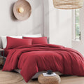 Hotel Soft Microfiber Duvet Cover Set-2000TC Quilt Cover Set & Pillowcases -1 Donna Cover Zipper Closure & 1 x Pillowcases-Breathable Bedding - Wrinkle, Fade, Stain Resistant(Red,King)