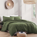 Hotel Soft Microfiber Duvet Cover Set-2000TC Quilt Cover Set & Pillowcases -1 Donna Cover Zipper Closure & 1 x Pillowcases-Breathable Bedding - Wrinkle, Fade, Stain Resistant(Olive green,King)