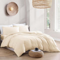 Hotel Soft Microfiber Duvet Cover Set-2000TC Quilt Cover Set & Pillowcases -1 Donna Cover Zipper Closure & 1 x Pillowcases-Breathable Bedding - Wrinkle, Fade, Stain Resistant(Cream White,King)