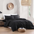 Hotel Soft Microfiber Duvet Cover Set-2000TC Quilt Cover Set & Pillowcases -1 Donna Cover Zipper Closure & 1 x Pillowcases-Breathable Bedding - Wrinkle, Fade, Stain Resistant(Black,King Single)